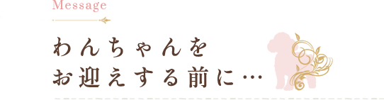 わんちゃんをお迎えする前に...